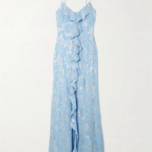Blue Floral Ruffle Maxi Dress